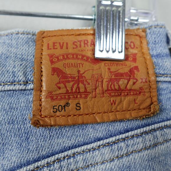 Levi's 501 Jeans Sz 26 Skinny Italian Selvedge Denim Heart Break High Light Wash - Picture 16 of 16